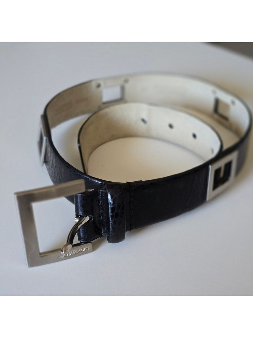 Michael Kors Genuine Black Leather Statement Belt